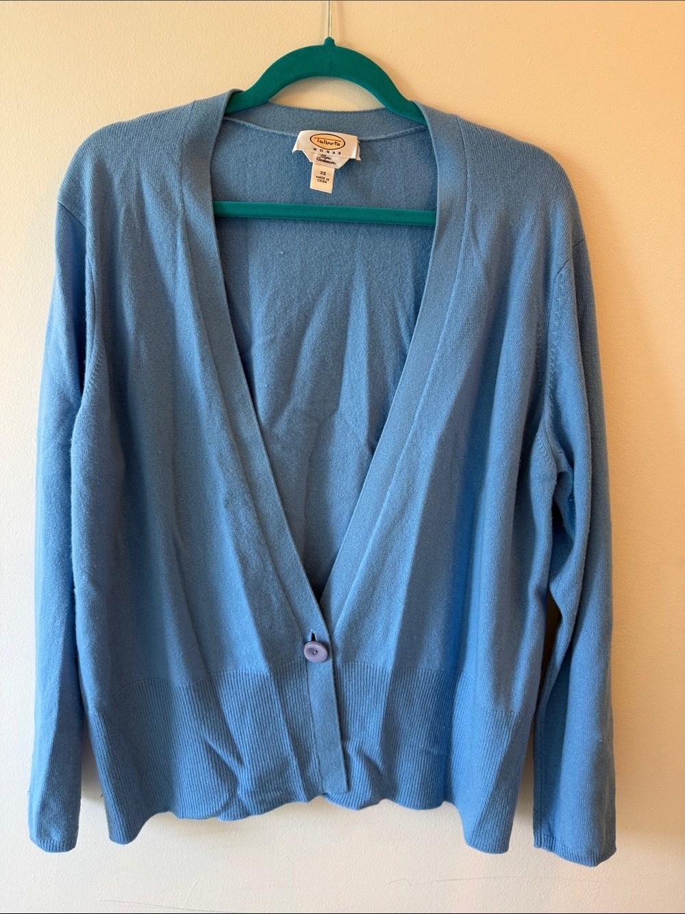 Talbots Cashmere 2x Blue V-Neck Button Sweater